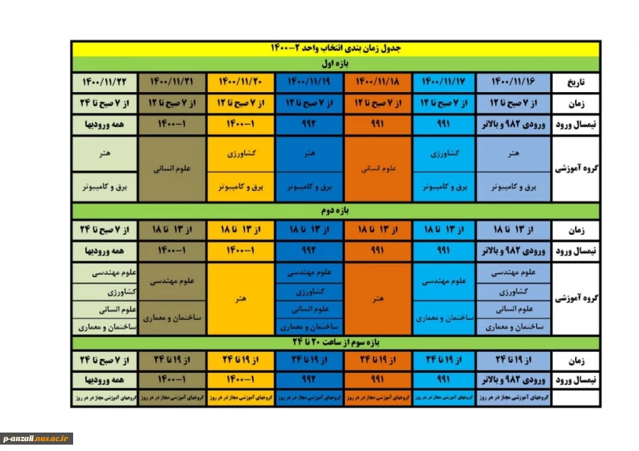 ملزومات انتخاب واحد ترم دوم ۱۴۰۰ 3